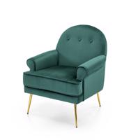 Bársonyszövet karfás fotel, arany lábakkal, zöld - CLUB - Butopêa